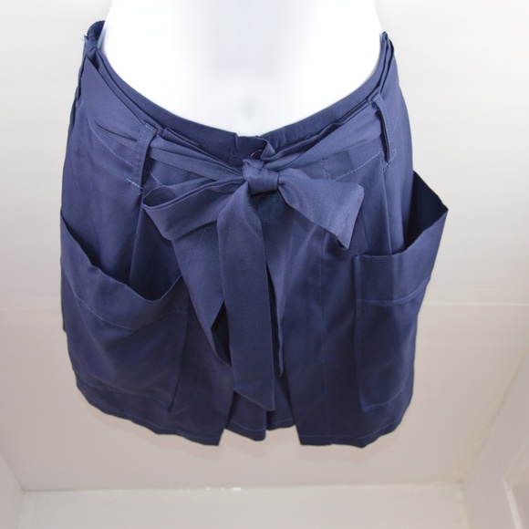 Navy Tie Waist Wrap Front Shorts - Picture 2 of 7